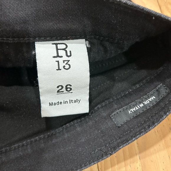 R13 The Drop Slim Cropped Black Stretch Jeans - Women’s Size 26 - made in Italy - Picture 7 of 12